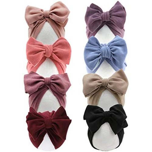 KIDOCHEESE Baby Turban Big Hair Bow Baby Hat Baby Girl Soft Beanie Cap Newborn Infant Toddler Kid Headwrap
