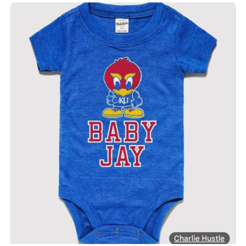 Baby Jay Vintage Kansas Jayhawks Blue Onesie | CHARLIE HUSTLE