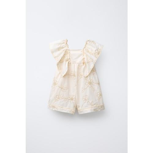 SHORT GLITTER FLORAL JUMPSUIT - Ecru | ZARA United States