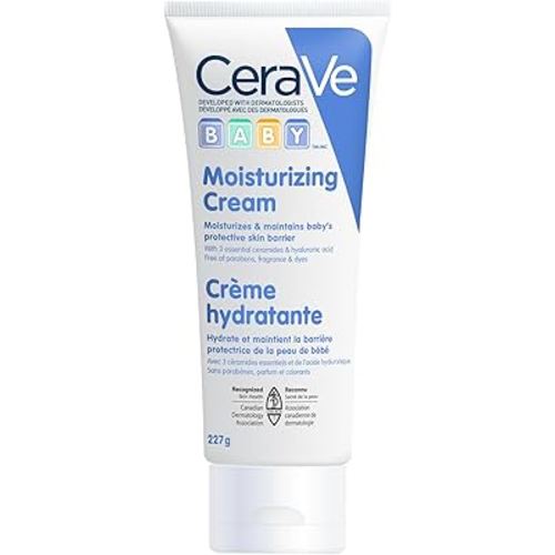CeraVe BABY Moisturizing Cream, Gentle Baby Skincare For Face and Body with Ceramides and Hyaluronic Acid, Fragrance-Free, Paraben-Free & Dye-Free, Developed with Pediatric Dermatologists, 227GR