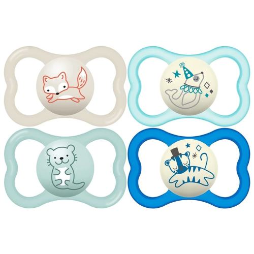 MAM Air Night & Day Baby Pacifier, for Sensitive Skin, Glows in The Dark, 6-16 Months, Baby Boy, 4 Count
