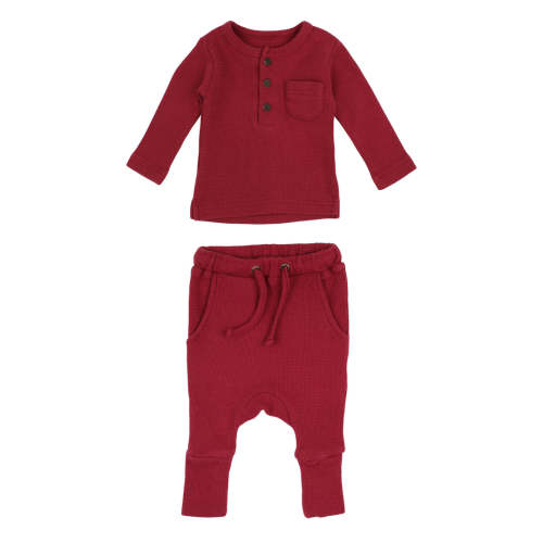 Organic Thermal Henley & Jogger Set in Crimson – L'ovedbaby