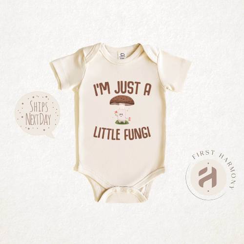 Funny Mushroom Baby Onesie®, Funny Fungi Tee, Just A Little Fungi Pun Natural Toddler T-Shirt, Cute Cottagecore Kids Shirt, Baby Shower Gift