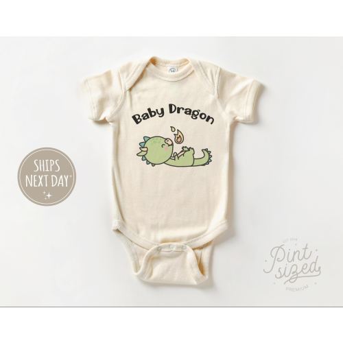 Baby Dragon Onesie® - Cute Dragon Bodysuit - Year Of The Dragon Announcement Bodysuit - Cute Natural Baby Onesie®