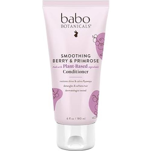 Babo Botanicals Smoothing Conditioner with Evening Primrose Oil, Coconut Oil and Provitamin B5 - For Babies, Kids and Adults with Tangly or Unruly Hair - Vegan