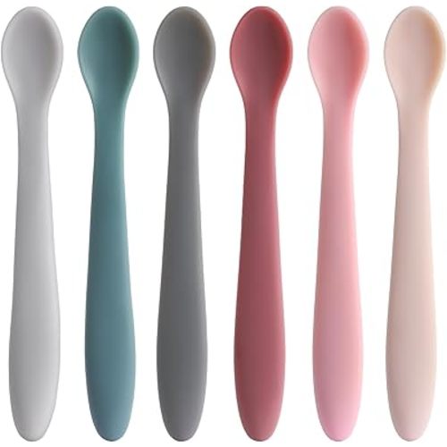 TmepCheck Temperature Color-Changing Silicone Spoons, First Stage Baby Feeding Spoons, Soft Tip Baby Utensils, Infant Utensils Feeding Supplies, Dishwasher & Boil-proof
