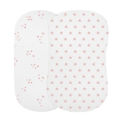 Ely's & Co. Baby Fitted Bassinet Sheet 100% Combed Jersey Cotton Mauve Pink Stars