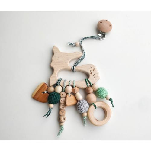 Stroller toy Deer - Carseat Deer Decoration with Clip - Wooden Personalised Deer Stroller Accessory with Pendants - Stroller Deco