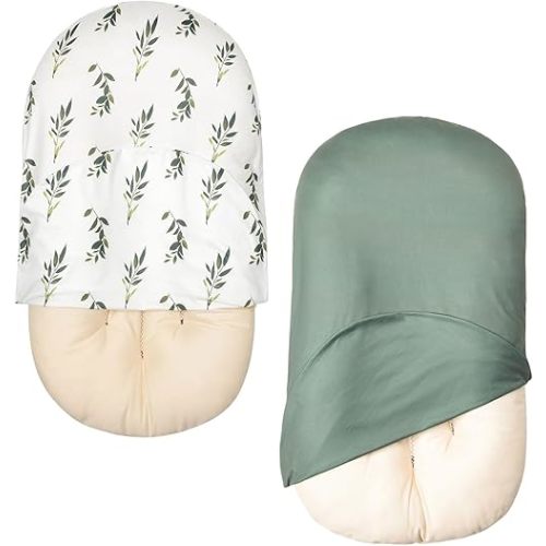 2 Pack Baby Lounger Cover Soft Cotton Slipcover Fits Newborn Lounger for Baby Boys and Girls Infant Lounger Cover (2 Pack Olive Branches)