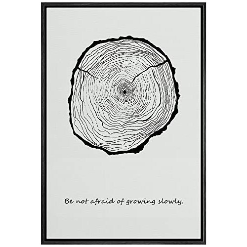 IDEA4WALL Framed Canvas Print Wall Art Motivational Typography Forest Tree Ring Nature Wilderness Illustrations Modern Art Rustic Abstract Relax/Calm for Living Room, Bedroom, Office - 16"x24" Black