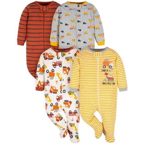 Gerber Baby Boys 4 Pack 'N Play Footie And Toddler Sleepers, Transportation Zone, 6-9 Months US