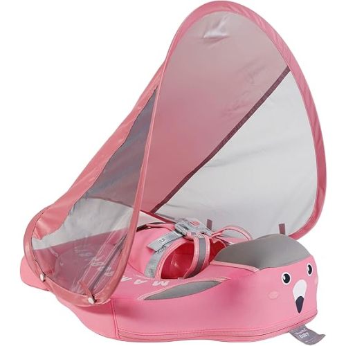 Mambobaby Baby Float with Canopy for Pool,Infant Toddler Swim Float for Outdoor, UPF 50+ Sun Protection Solid Pearl-Foam Soft Skin-Friendly Fabric Material Baby Boat Float 3-24 Months