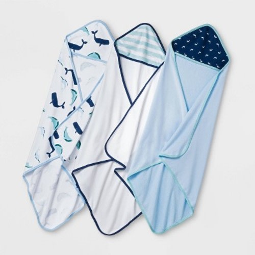Baby Boys' 3pk SleepyTides Hooded Towel - Cloud Island™ Blue One Size