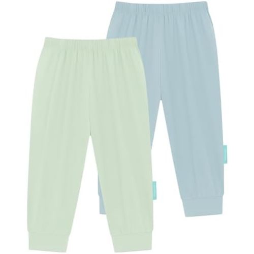 Supersoft Baby Pants, 2-Pack Premium Bamboo Viscose Jogger Pants, Elastic Waist, Unisex 0-24 Months