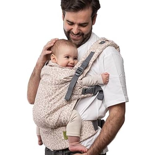 Boba X Ergonomic Baby Carrier - Adjustable Infant Carrier for Newborn to Toddler, Front and Backpack Babywearing 7 to 45 lbs, Baby Carrier with Adjustable Straps and Padded Shoulders (Sand Leopard)