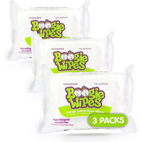 Baby Wipes Unscented by Boogie Wipes, Wet Wipes for Face, Hand, Body & Nose, Made with Vitamin E, Aloe, Chamomile and Natural Saline, 30 Count, Pack of 3