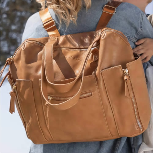 Chelsea Convertible Diaper Bag | Backpack to Tote | Vegan Leather Designer Baby Bag | Hannah and Henry
