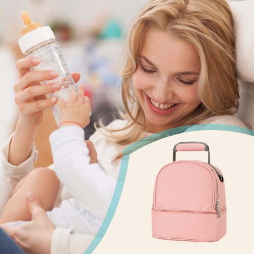 Portable Breastmilk Insulation Backpack with Ice Pack, Baby Milk Storage Bag for Travel Work Pumping, Oxford Cloth Carrier with Multiple Compartments, 26x24x17cm