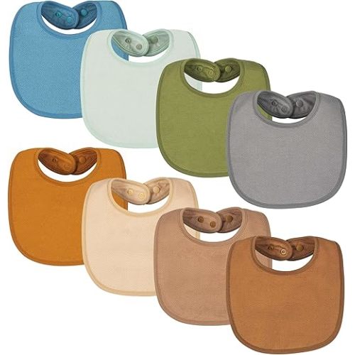 Tiny Twinkle Baby Feeding Bibs 8 Pack - Waterproof and Absorbent Infant Drool and Feeding Baby Bibs