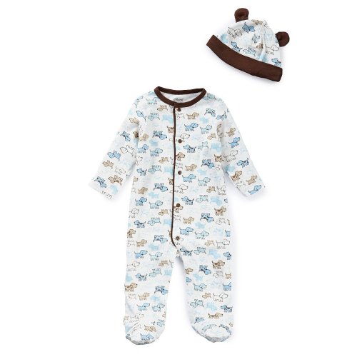 Little Me Baby Boys Cute Puppy Footie Coverall & Hat Set