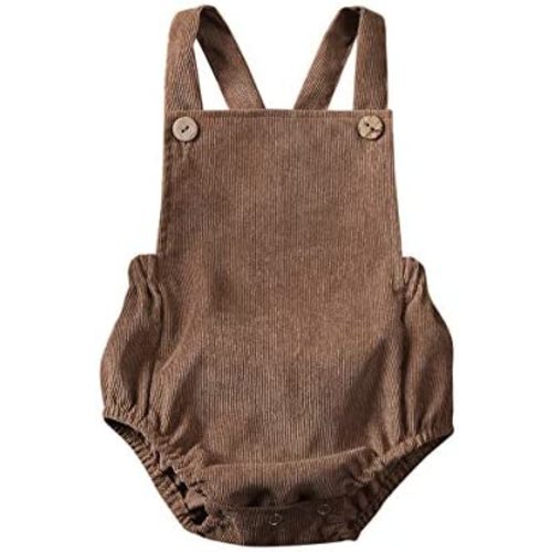 Newborn Baby Summer Romper Unisex Solid Color Button Jumpsuit Sleeveless Backless Overalls Outfits 1Pcs