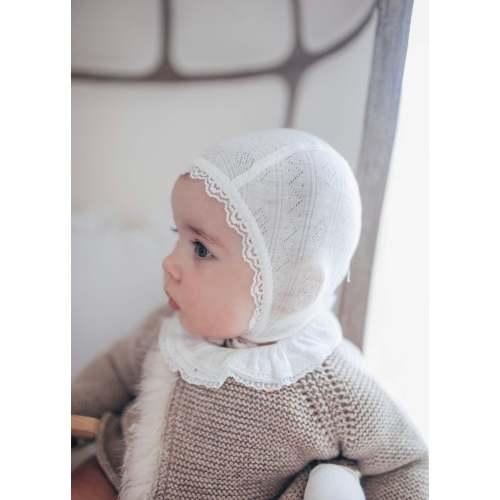 Joha Ivory Silk/Wool Baby Bonnet