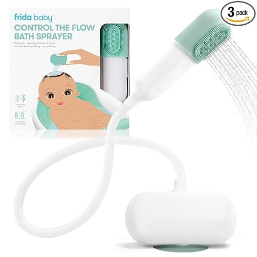 Frida Baby Control The Flow Bathtub Sprayer Attachment for Baby Bathtub, Shower Head with Scalp Massager, Control Waterflow with 2 Pressure Modes