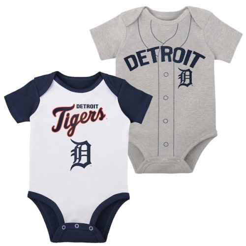 Infant Detroit Tigers White/Heather Gray Two-Pack Little Slugger Bodysuit Set (12 months)