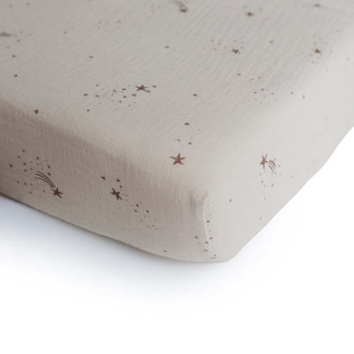 Mushie Extra Soft Muslin Crib Sheet - Falling stars