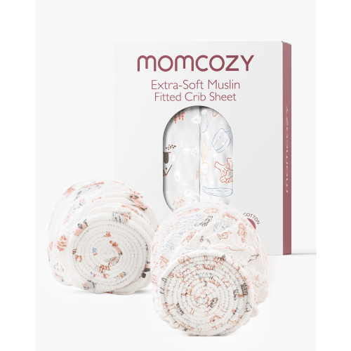 Momcozy Best Wishes Muslin Fitted Crib Sheets - Joy
