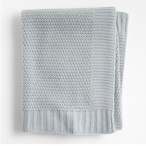 Bubble Knit Mist Blue Baby Stroller Blanket