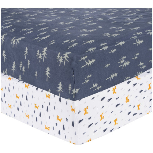 Trend Lab Sammy & Lou Pine Fox Microfiber Fitted Crib Sheet 2-Pack