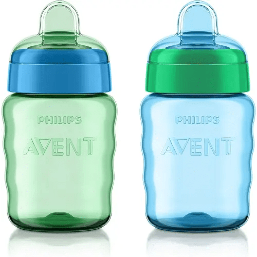 Philips AVENT My Easy Sippy Cup with Soft Spout and Spill-Proof Design, Blue/Green, 9oz, 2pk, SCF553/25