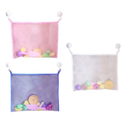 Windfall Original Tub Cubby Bath Toy Storage - Hanging Bath Toy Holder, with Suction & Adhesive Hooks, Mesh Net Shower Caddy for Kids Bathroom Decor, Bedroom & Car Toy Organizer