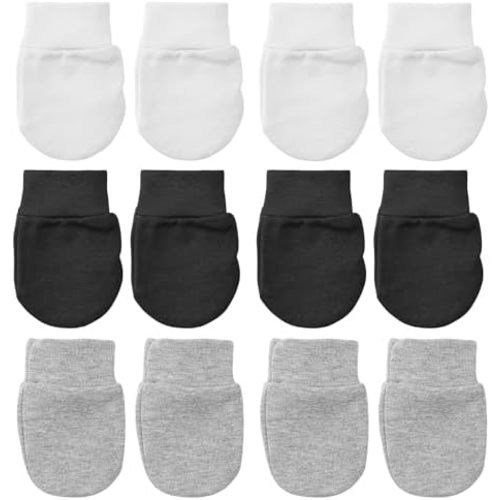 6 Pairs Newborn Baby Mittens Infant Toddler Gloves Cotton Soft Anti-Scratch Mittens Gloves for 0-6 Months Baby Girls Boys