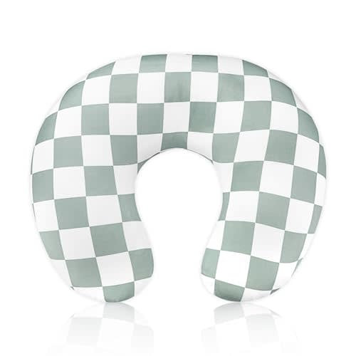DILIMI Nursing Pillow Cover, Stretchy Removable Case for Breastfeeding Pillows, Ultra Soft Comfortable Slipcover for Baby Girl and Boy, Checkerboard Grid