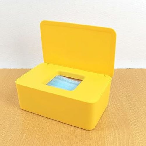 Baby Wipes Case Holder Keeps Diaper Wipes Fresh Non-Slip Wipe Container Three-Layer Seal Design Prevent Moisture Loss ,Baby Wipes Dispenser(Color:Yellow)