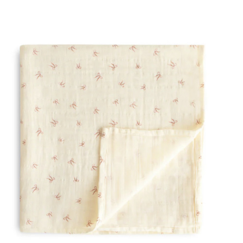 Muslin Swaddle Organic Cotton Blanket - Bows – Alice & Wonder