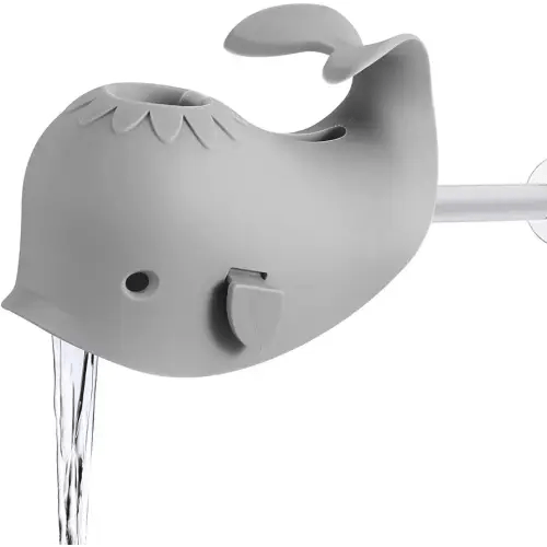 PandaEar Bath Spout Cover, Baby Bathtub Faucet Cover, Baby Shower Protector Cover for Kids Toddlers, Universal Fit -Whale (Gray)