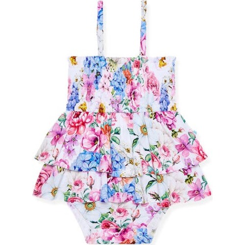 Cynthia Smocked Tiered Skirted Bodysuit, 12-18M