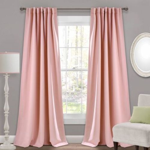 84"x52" Insulated Back Tab Blackout Window Curtain Panels Pink - Lush Décor