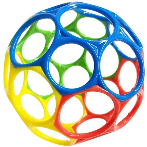 Bright Starts Oball Easy Grasp Classic Ball BPA-Free Infant Toy in Red, Yellow, Green, Blue, Age Newborn and up, 4 Inches