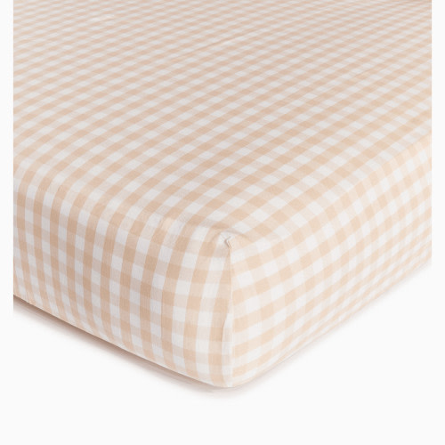 Soundly Percale Organic Crib Sheet - Tan Gingham