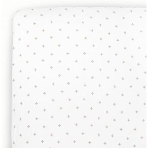 Little Unicorn Premium Stretch Knit Crib Sheet |Super Soft with Optimal Stretch (Grey Cross)