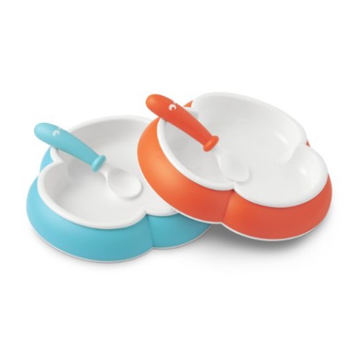 BABYBJORN Plate and Spoon, Turquoise/Orange, 2-Count