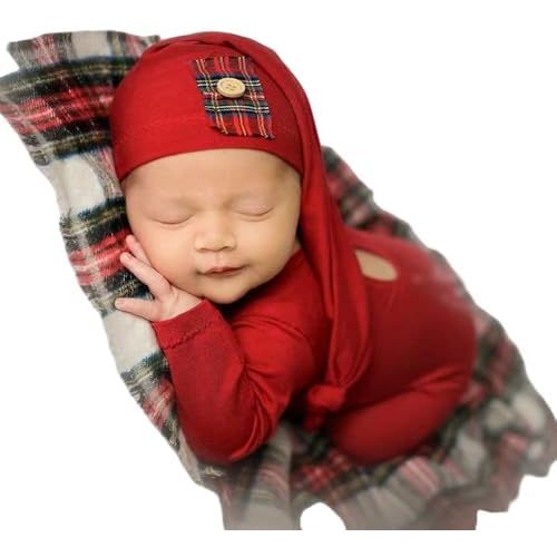 Newborn Photography Props Outfits Christmas Hat Leggings Infant Baby Boy Girl Photoshoot Costume