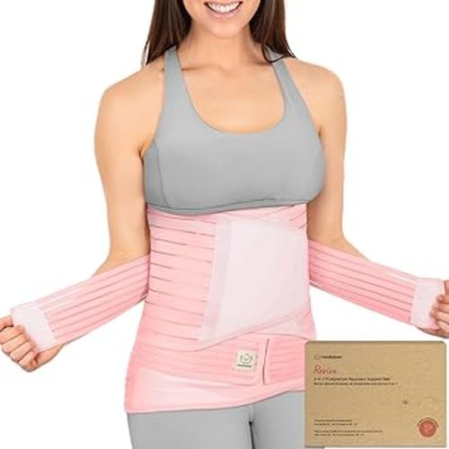 3 in 1 Postpartum Belly Support Recovery Wrap – Postpartum Belly Band, After Birth Brace, Slimming Girdles, Body Shaper Waist Shapewear,Post Surgery Pregnancy Belly Support Band (Blush Pink, M/L)