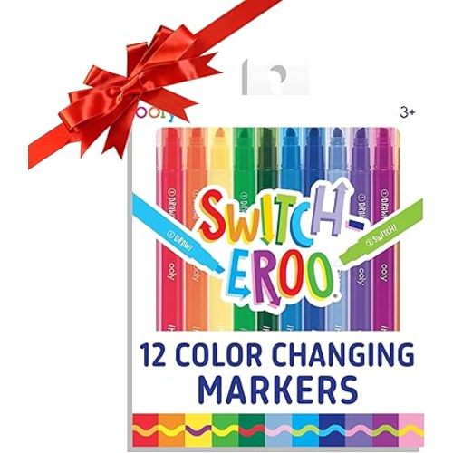Ooly 12 Pack Switch-eroo Color Changing Markers, Dual Tip Markers for Kids, Double Ended Chisel Tip Marker Set Great for Art Supplies, Drawing and Stationery Sets