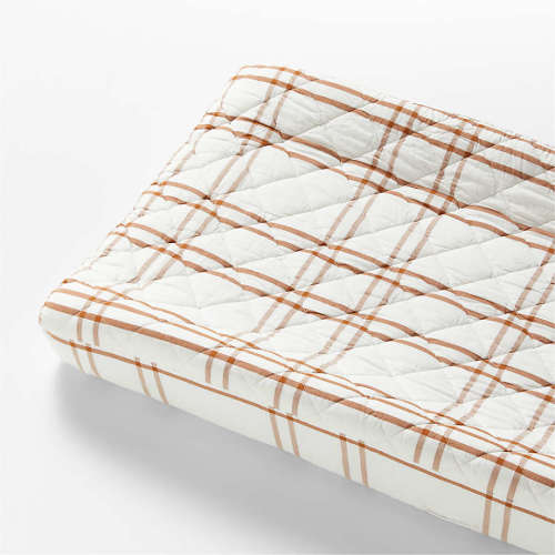 Stax Almond Brown Yarn-Dyed Organic Cotton Baby Changing Pad Cover