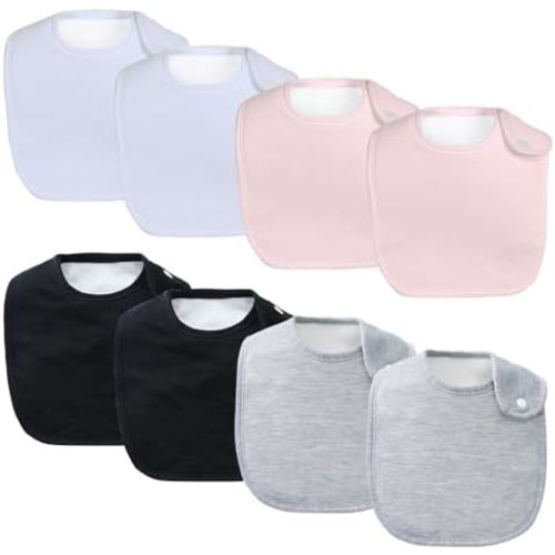 8 Pack Baby Bibs Unisex Adjustable with Snaps Ultra Soft Absorbent Drooling Teething for Boys and Girls